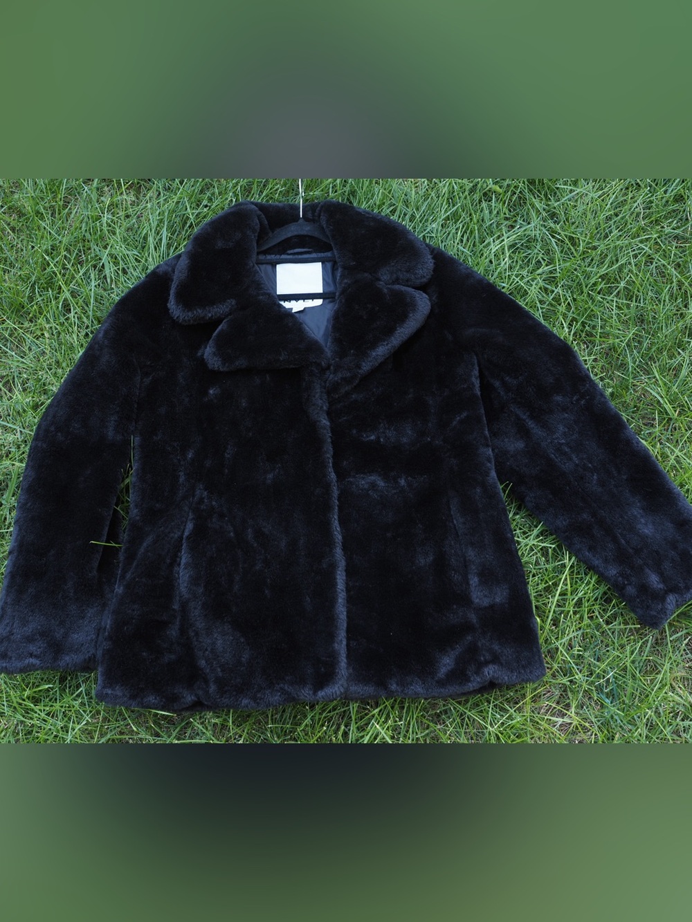 NVLT Black Plush Faux Fur Teddy Jacket